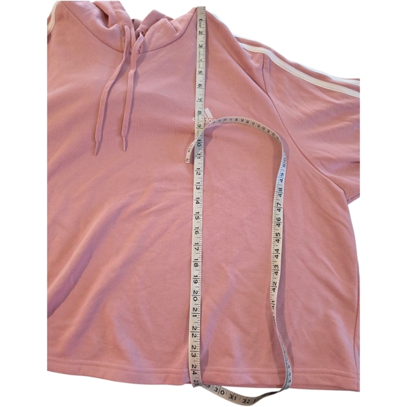Adidas Women's Essentials Pink Cropped Hoodie Plus Size - Picture 9 of 10